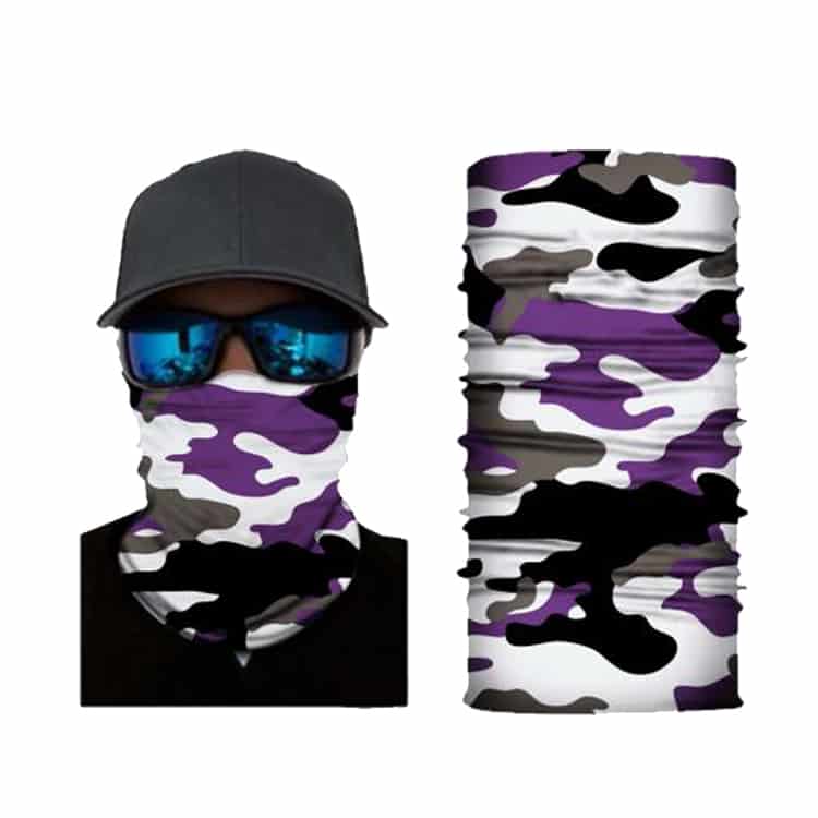 Purple White Camouflage S182 - Fitted Neck Gaiter - Fishing Outlet