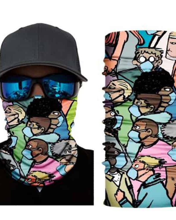 Cartoon with Mask S487 - Fitted Neck Gaiter